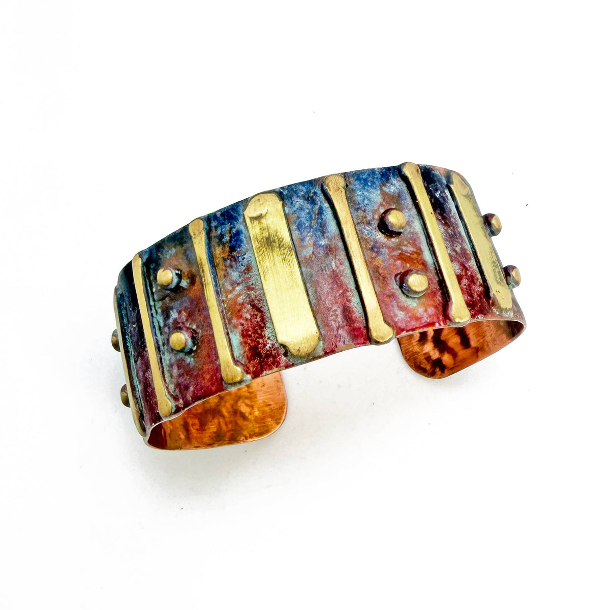 Rustic Copper Patina Bracelet Blue Ember
