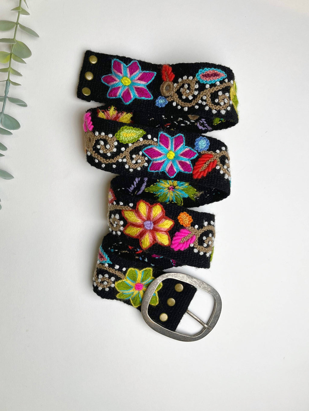 Andean Blossom Wide Embroidered Belt