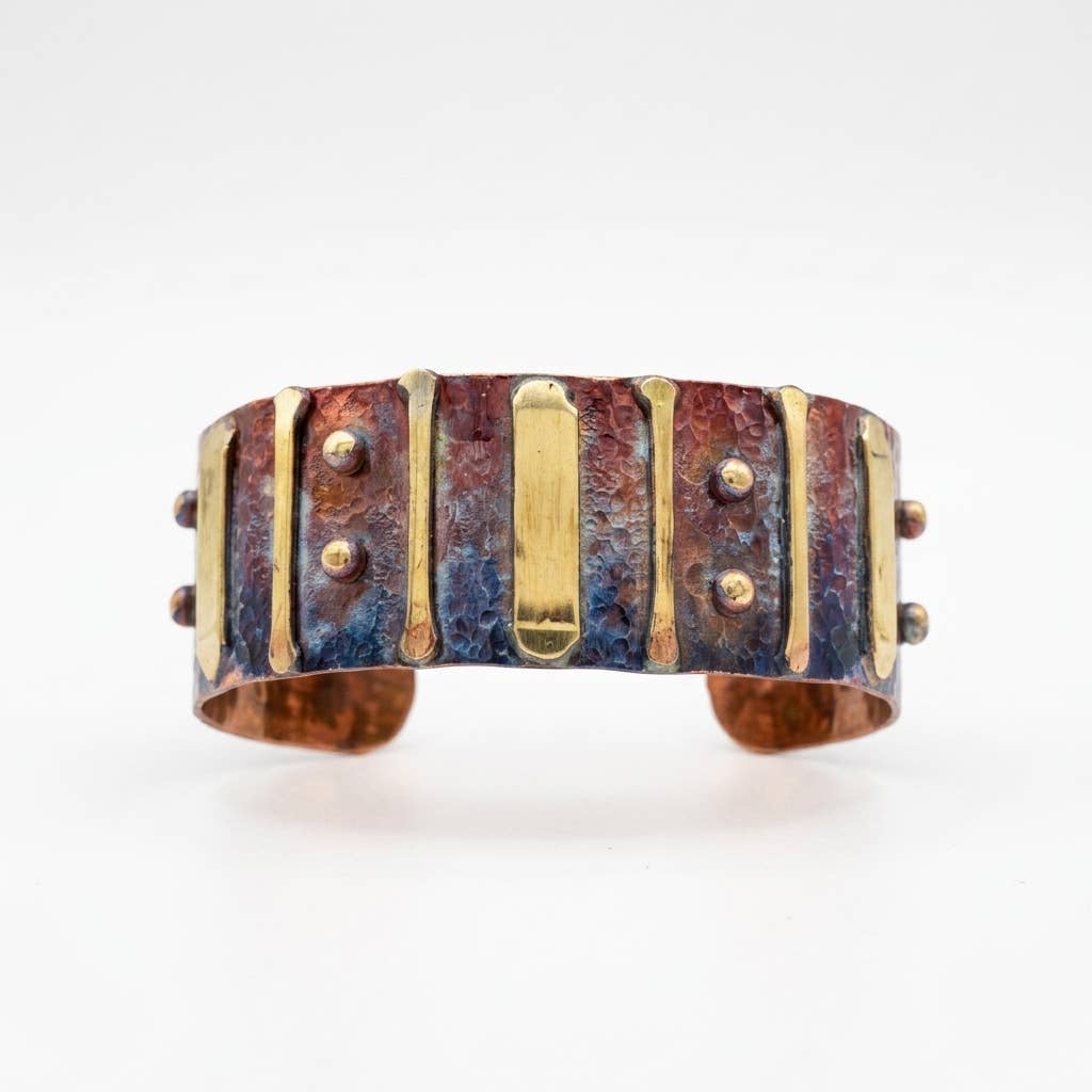 Rustic Copper Patina Bracelet Blue Ember