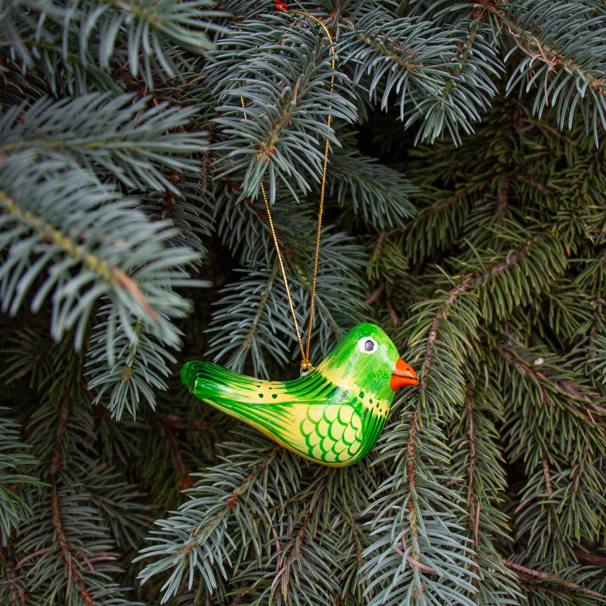 Hand Painted Chickadee Bird Ornament Recycled Paper Mache