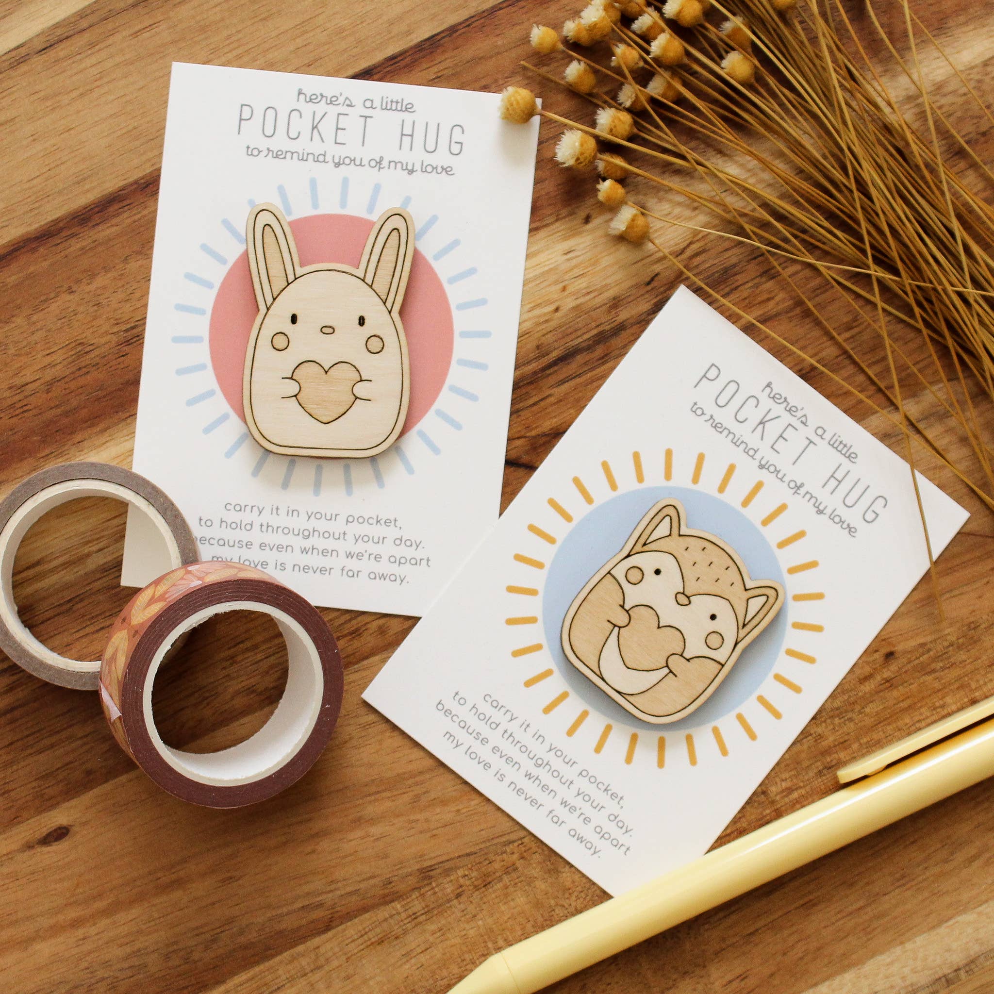 Bunny Wooden Pocket Hug