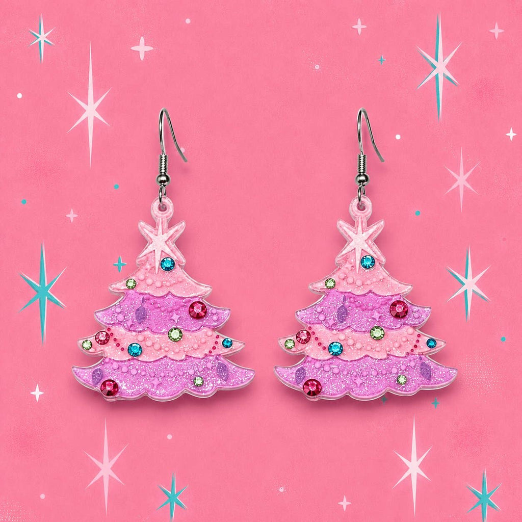 Oh Pinkmas Tree Earrings by Miss Fluff x Lipstick & Chrome