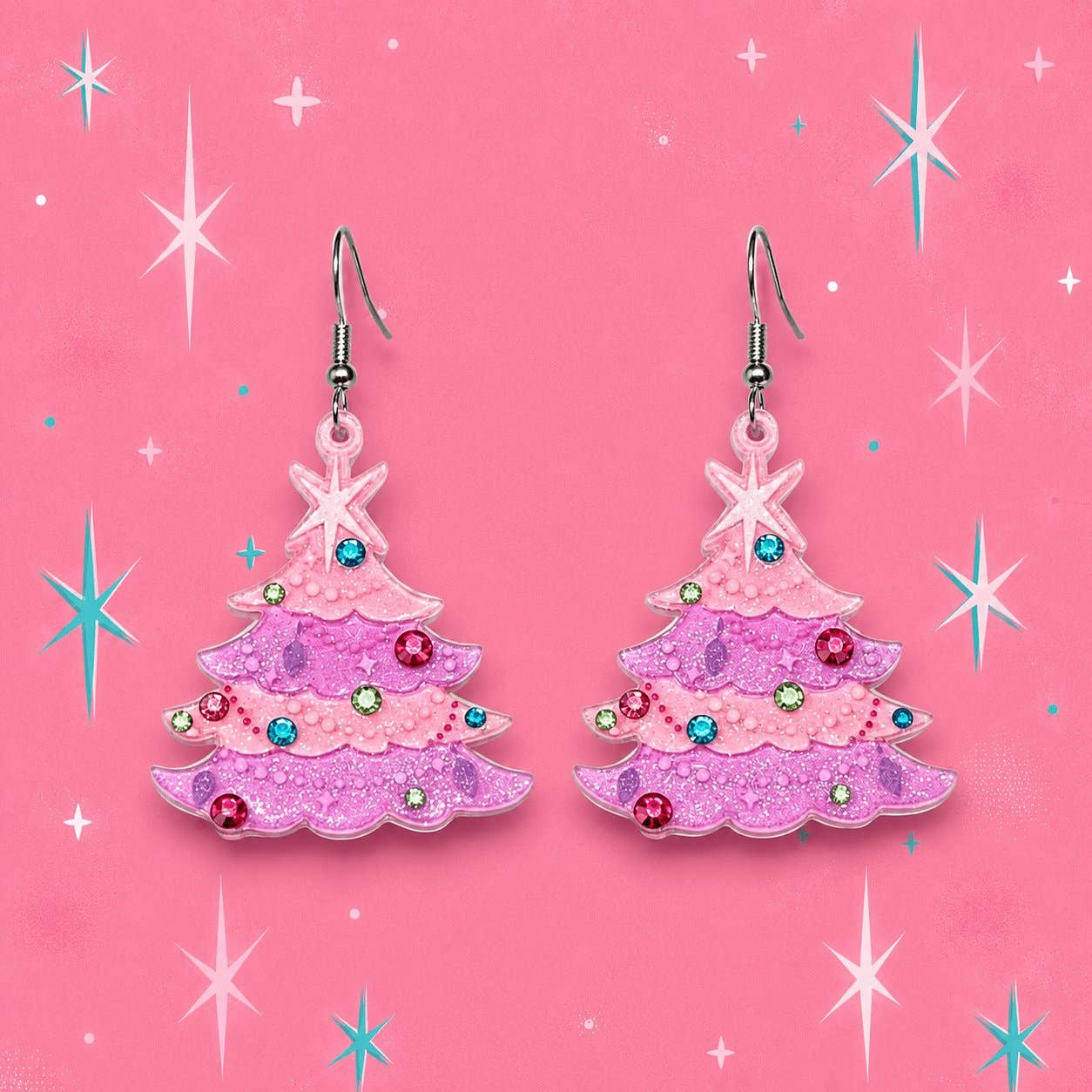 Oh Pinkmas Tree Earrings by Miss Fluff x Lipstick & Chrome