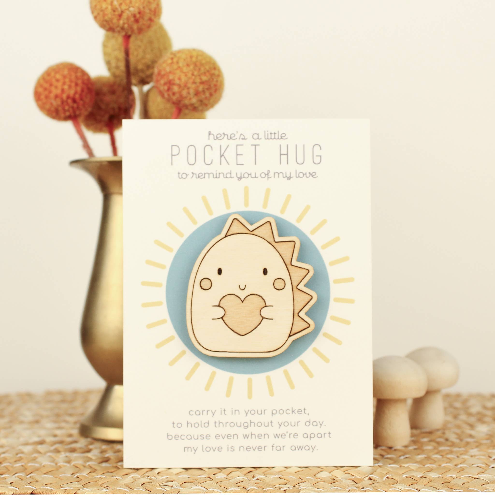 Dinosaur Wooden Pocket Hug