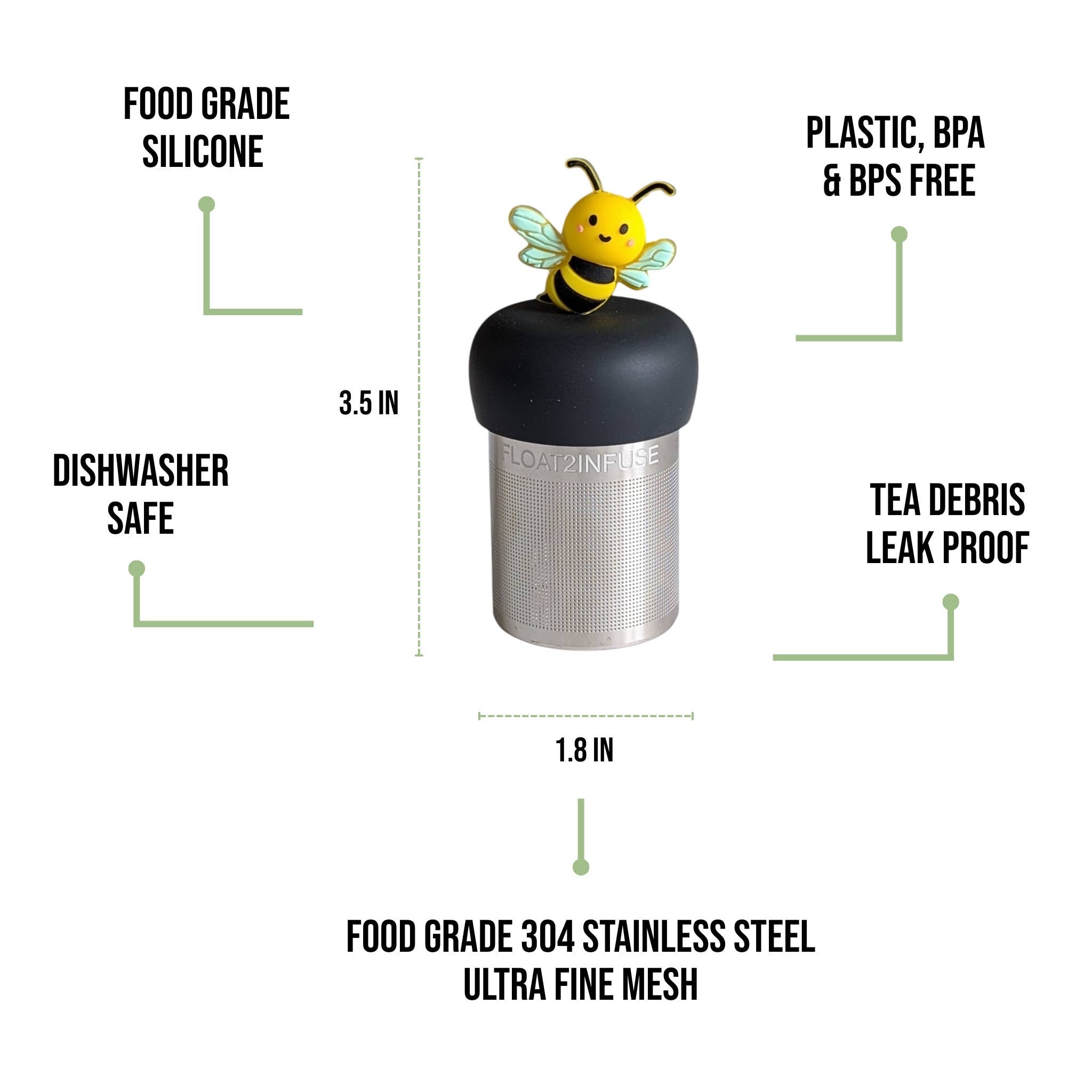 Bumble Bee | Floating Tea Infuser | Black Base | Yellow